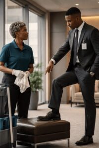 The Woman by the Glass Doors