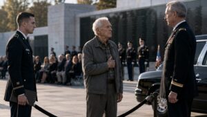 The Officer Saluted the Old Man in the Gray Jacket Before Anyone Knew His Name