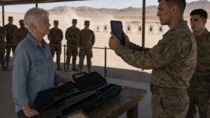 The Young Soldier Checked His Tablet While the Old Woman Watched the Wind Over Lane Seven