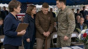 The Old Veteran Held His Cane While A Young Soldier Finally Read The Name On His Uniform