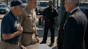 The Old Marine Held Out One Folded Visitor Card, And The Gate Went Silent