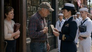 The Navy Officer Saluted the Old Man in the Plaid Shirt Outside the Restaurant