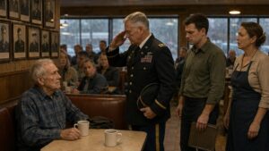 The Officer Saluted The Old Man At Booth Seven Before Anyone Knew Why His Coffee Went Cold