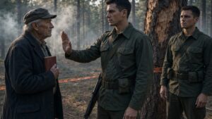 The Old Man With The Red Booklet Walked Into The Pines And Made A Soldier Stand Still