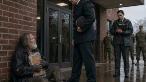 The Old Veteran Sat In The Rain Until One Officer Read His Forgotten Folder