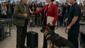 The Old Veteran Everyone Ignored at Airport Security Saw What the K-9 Was Really Warning About