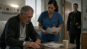 The Nurse Was Rushing His Discharge Until She Read The Faded Card Beside His Bed