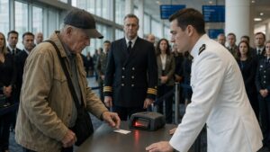 The Old Veteran With The Plain White Card Was Stopped Before The Ceremony