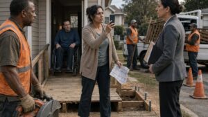 She Stood Barefoot Before the Saw While the HOA Tried to Remove Her Brother’s Only Way Out