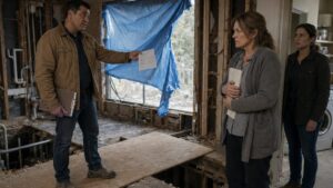 She Had The Contract In Her Hand While The Contractor Demanded More Money In Her Gutted Kitchen