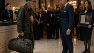The Manager Pointed at the Veteran’s Muddy Bag Before Reading the Envelope He Carried