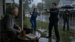 The Officer Pointed His Gun At An Old Veteran Holding Coffee In The Rain