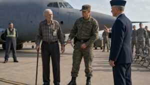 A Young Soldier Chained The Old Man Beside The Jet, Then His Commander Saluted