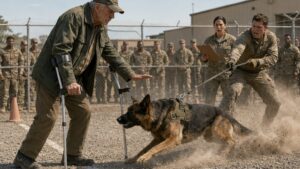 The Whole Yard Laughed When the Old K9 Veteran Heard the Second Click