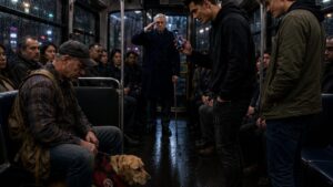 They Filmed the Old Veteran on the Rain Train Until His Service Dog Wouldn’t Move