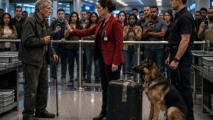 The Old Veteran Stood Beside A Barking Dog While Everyone Judged His Suitcase