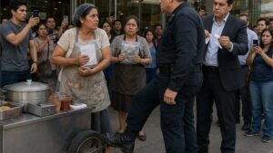 La madre tamalera a quien le rompieron el permiso y convirtió su carrito destruido en prueba contra sus extorsionadores