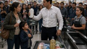 La madre a la que le arrebataron una caja de leche frente a su hijo