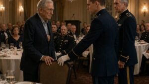 The Young Marine Moved an Old Veteran’s Chair Before the Blue Ribbon Changed the Room