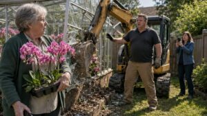 She Let the HOA President Keep Talking While His Excavator Tore Through Her Greenhouse