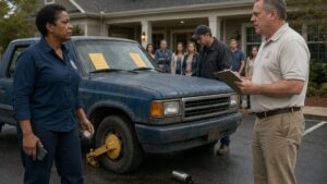 The HOA Clamped Her Old Blue Truck, Then She Found What They Had Buried Beneath the New Parking Lot