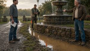 He Built a Stone Fountain Across the Farm Drainage Route—Then the Rain Exposed What Both Families Had Buried