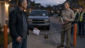 The HOA Chained Off His Driveway Before Sunrise—Then an Eighteen-Inch Boundary Changed Everything