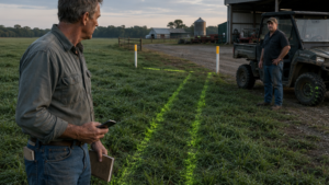 He Kept Cutting Across the Hay Field—Then the Bright Tire Tracks Led Straight to His Equipment Shed