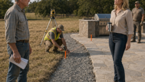 She Built a Stone Entertaining Yard Across His Farm Boundary—Then the Survey Stakes Split It in Half