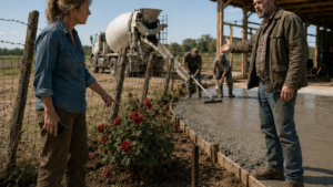 He Built His Machinery Shed Across Her Farm Line—Then the Roses Beside the Survey Pin Died