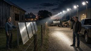 He Flooded Her Farmhouse With Security Lights—Then the Boundary Reflected Everything Back at Him