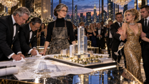 The Blueprints On The Marble Floor And The Master Architect