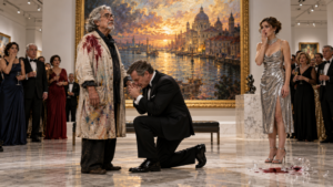 The Splashed Wine On The Gallery Canvas And The Maestro’s Signature